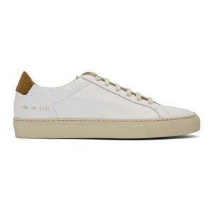 Woman by Common Projects White and Tan Retro Low Special Edition Sneakers
